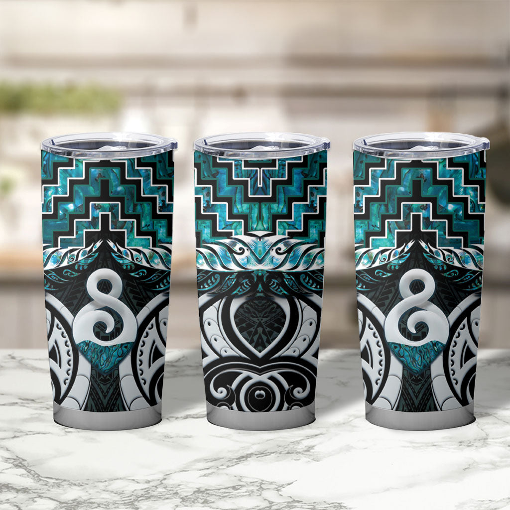 New Zealand Maori Tumbler Cup Poutama Pikorua - Single Twist Paua Shell LT05 - Polynesian Pride