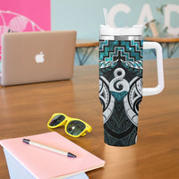 New Zealand Maori Tumbler With Handle Poutama Pikorua - Single Twist Paua Shell LT05 - Polynesian Pride
