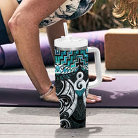 New Zealand Maori Tumbler With Handle Poutama Pikorua - Single Twist Paua Shell LT05 - Polynesian Pride