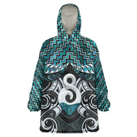 New Zealand Maori Wearable Blanket Hoodie Poutama Pikorua - Single Twist Paua Shell LT05 One Size Turquoise - Polynesian Pride