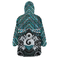 New Zealand Maori Wearable Blanket Hoodie Poutama Pikorua - Single Twist Paua Shell LT05 - Polynesian Pride