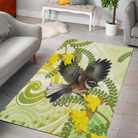 New Zealand Piwakawaka Fantail Bird Area Rug With Kowhai Flowers LT05 - Polynesian Pride