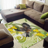New Zealand Piwakawaka Fantail Bird Area Rug With Kowhai Flowers LT05 - Polynesian Pride