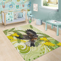 New Zealand Piwakawaka Fantail Bird Area Rug With Kowhai Flowers LT05 - Polynesian Pride