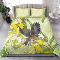 New Zealand Piwakawaka Fantail Bird Bedding Set With Kowhai Flowers LT05 - Polynesian Pride
