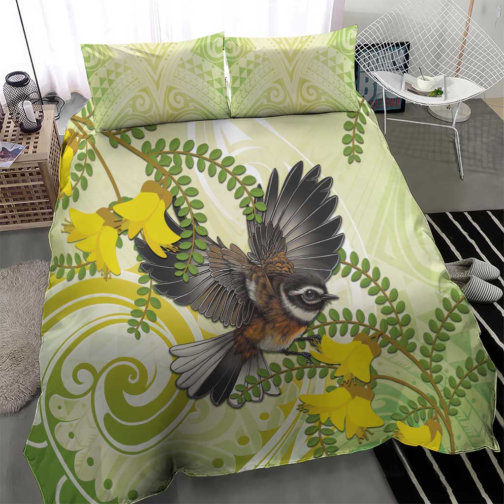 New Zealand Piwakawaka Fantail Bird Bedding Set With Kowhai Flowers LT05 - Polynesian Pride