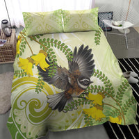 New Zealand Piwakawaka Fantail Bird Bedding Set With Kowhai Flowers LT05 - Polynesian Pride