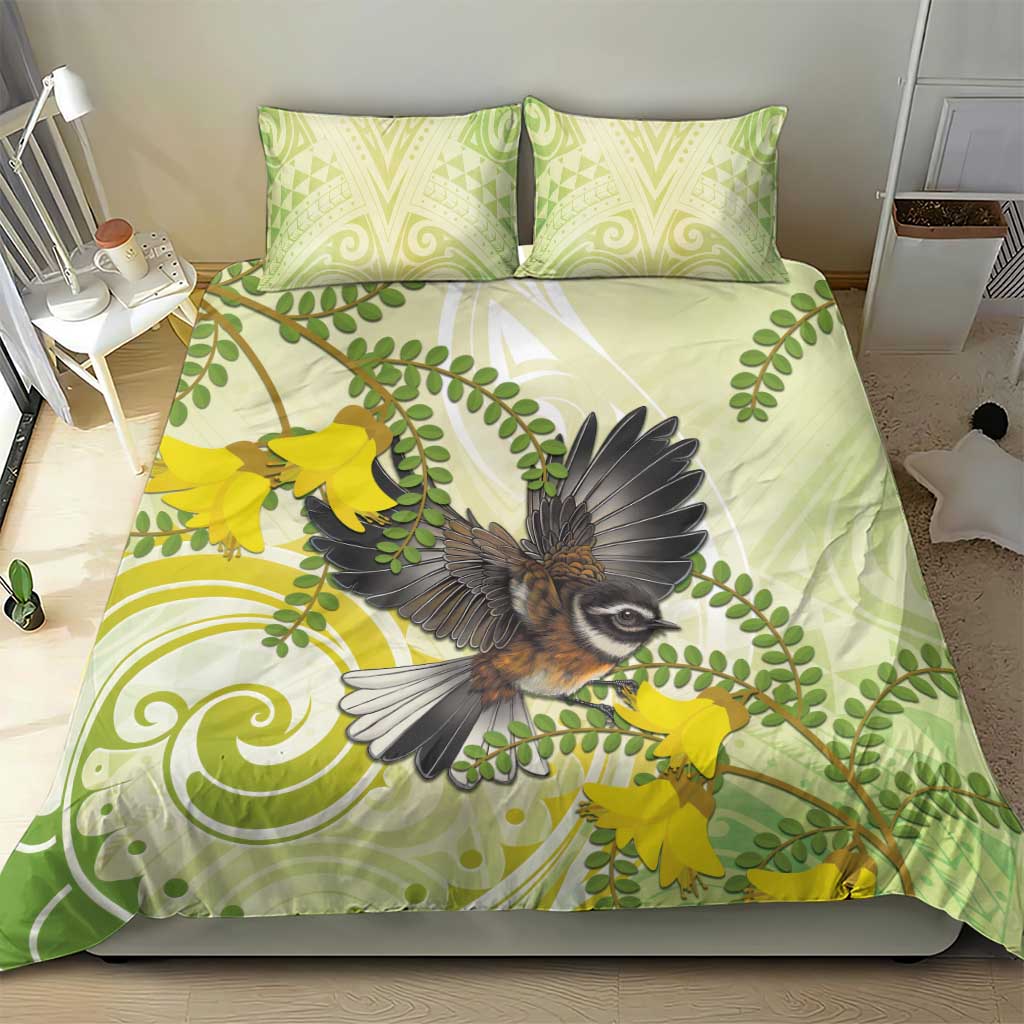 New Zealand Piwakawaka Fantail Bird Bedding Set With Kowhai Flowers LT05 - Polynesian Pride