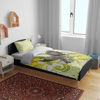 New Zealand Piwakawaka Fantail Bird Bedding Set With Kowhai Flowers LT05 - Polynesian Pride