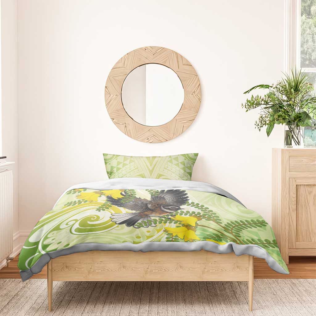 New Zealand Piwakawaka Fantail Bird Bedding Set With Kowhai Flowers LT05 - Polynesian Pride