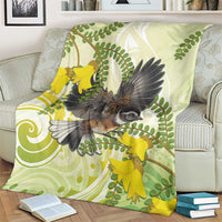New Zealand Piwakawaka Fantail Bird Blanket With Kowhai Flowers LT05 - Polynesian Pride