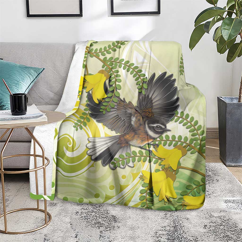 New Zealand Piwakawaka Fantail Bird Blanket With Kowhai Flowers LT05 - Polynesian Pride