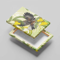 New Zealand Piwakawaka Fantail Bird Canvas Wall Art With Kowhai Flowers LT05 - Polynesian Pride
