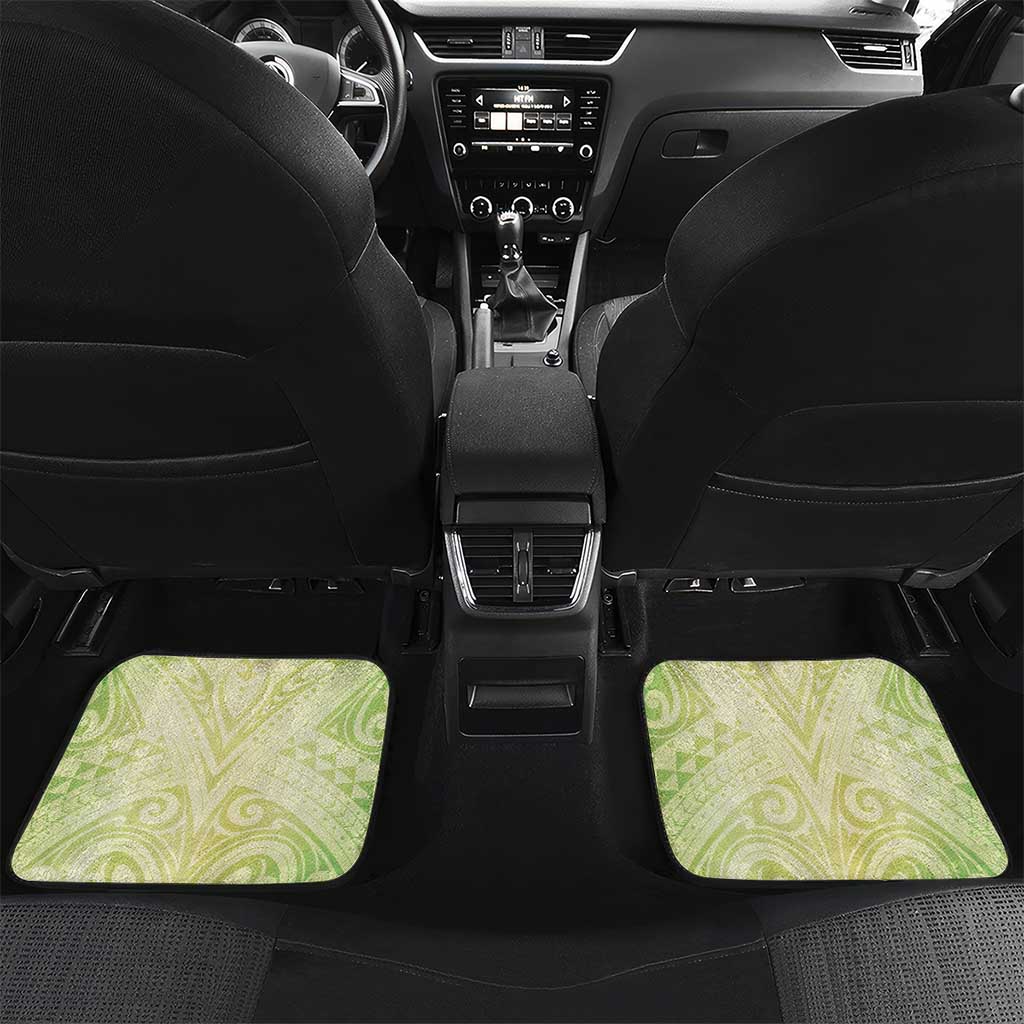 New Zealand Piwakawaka Fantail Bird Car Mats With Kowhai Flowers LT05 Set 2pcs - Back Green - Polynesian Pride