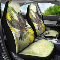 New Zealand Piwakawaka Fantail Bird Car Seat Cover With Kowhai Flowers LT05 - Polynesian Pride