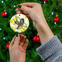 New Zealand Piwakawaka Fantail Bird Ceramic Ornament With Kowhai Flowers LT05 - Polynesian Pride