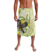 New Zealand Piwakawaka Fantail Bird Lavalava With Kowhai Flowers LT05 Green - Polynesian Pride