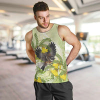 New Zealand Piwakawaka Fantail Bird Men Tank Top With Kowhai Flowers LT05 Green - Polynesian Pride