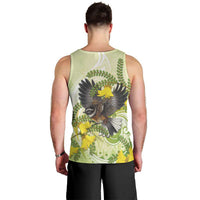 New Zealand Piwakawaka Fantail Bird Men Tank Top With Kowhai Flowers LT05 - Polynesian Pride