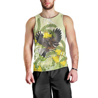 New Zealand Piwakawaka Fantail Bird Men Tank Top With Kowhai Flowers LT05 - Polynesian Pride