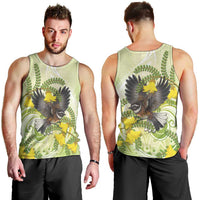 New Zealand Piwakawaka Fantail Bird Men Tank Top With Kowhai Flowers LT05 - Polynesian Pride