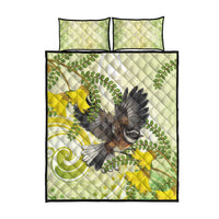 New Zealand Piwakawaka Fantail Bird Quilt Bed Set With Kowhai Flowers LT05 - Polynesian Pride