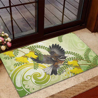 New Zealand Piwakawaka Fantail Bird Rubber Doormat With Kowhai Flowers LT05 - Polynesian Pride
