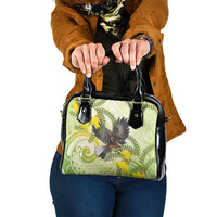 New Zealand Piwakawaka Fantail Bird Shoulder Handbag With Kowhai Flowers LT05 One Size Green - Polynesian Pride
