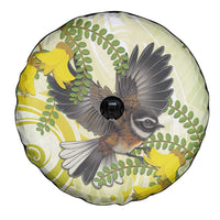 New Zealand Piwakawaka Fantail Bird Spare Tire Cover With Kowhai Flowers LT05 - Polynesian Pride