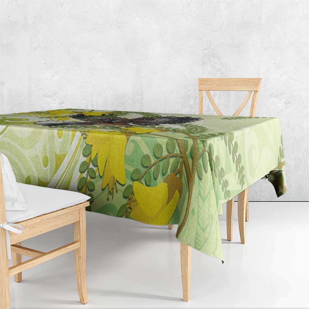 New Zealand Piwakawaka Fantail Bird Tablecloth With Kowhai Flowers LT05 - Polynesian Pride