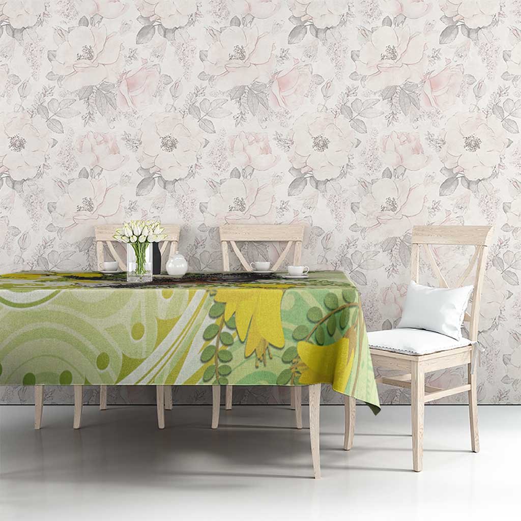 New Zealand Piwakawaka Fantail Bird Tablecloth With Kowhai Flowers LT05 - Polynesian Pride