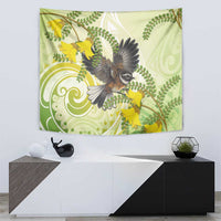 New Zealand Piwakawaka Fantail Bird Tapestry With Kowhai Flowers LT05 - Polynesian Pride