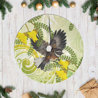 New Zealand Piwakawaka Fantail Bird Tree Skirt With Kowhai Flowers LT05 Casual Green - Polynesian Pride