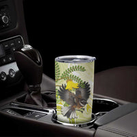 New Zealand Piwakawaka Fantail Bird Tumbler Cup With Kowhai Flowers LT05 - Polynesian Pride