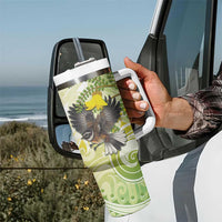 New Zealand Piwakawaka Fantail Bird Tumbler With Handle With Kowhai Flowers LT05 - Polynesian Pride
