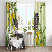 New Zealand Piwakawaka Fantail Bird Window Curtain With Kowhai Flowers LT05 - Polynesian Pride