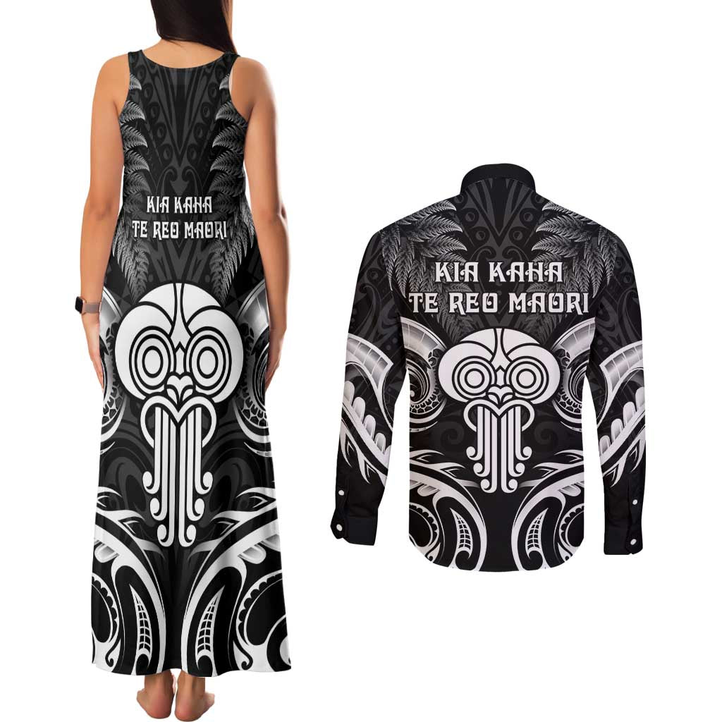 New Zealand Te Reo Maori Couples Matching Tank Maxi Dress and Long Sleeve Button Shirt Korero Maori Ai Au LT05 - Polynesian Pride