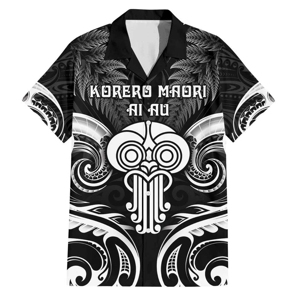New Zealand Te Reo Maori Family Matching Mermaid Dress and Hawaiian Shirt Korero Maori Ai Au LT05 Dad's Shirt - Short Sleeve Black - Polynesian Pride