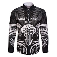 New Zealand Te Reo Maori Family Matching Off The Shoulder Long Sleeve Dress and Hawaiian Shirt Korero Maori Ai Au LT05 Dad's Shirt - Long Sleeve Black - Polynesian Pride