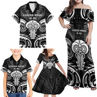 New Zealand Te Reo Maori Family Matching Off Shoulder Maxi Dress and Hawaiian Shirt Korero Maori Ai Au LT05 - Polynesian Pride