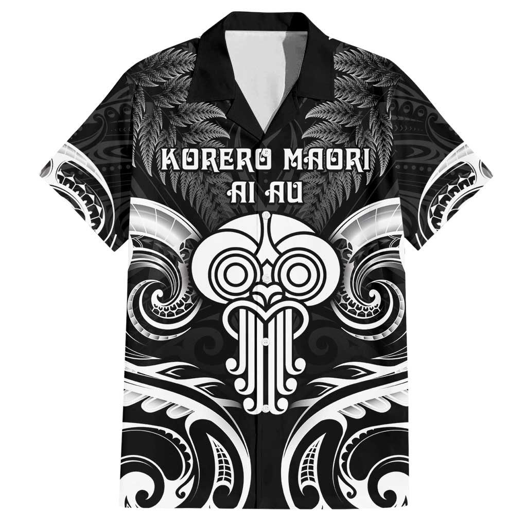 New Zealand Te Reo Maori Family Matching Tank Maxi Dress and Hawaiian Shirt Korero Maori Ai Au LT05 Dad's Shirt - Short Sleeve Black - Polynesian Pride
