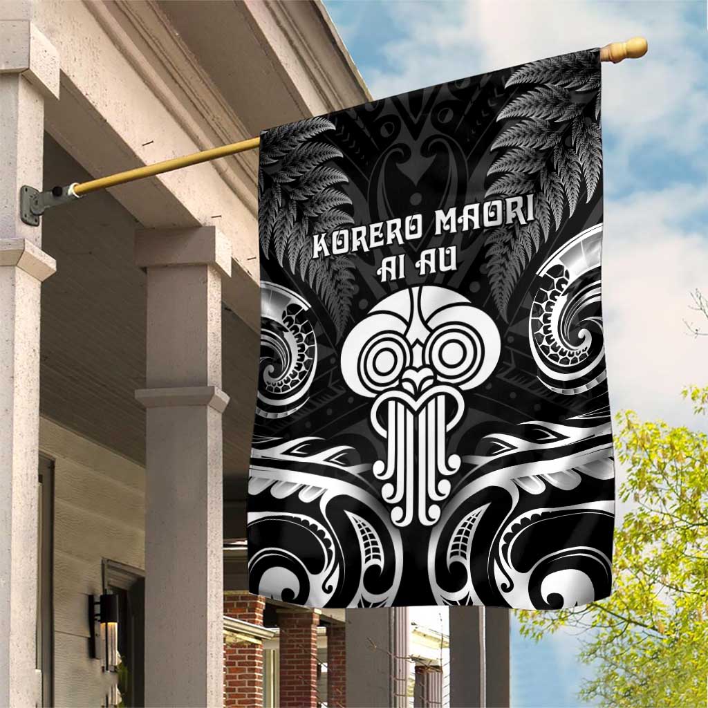 New Zealand Te Reo Maori Garden Flag Korero Maori Ai Au LT05 House Flag Black - Polynesian Pride
