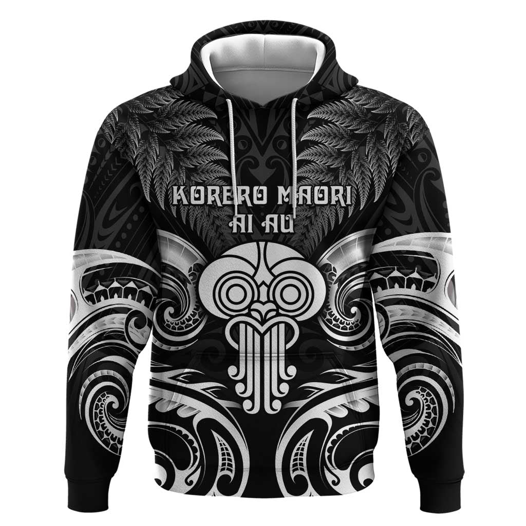 New Zealand Te Reo Maori Hoodie Korero Maori Ai Au LT05 Pullover Hoodie Black - Polynesian Pride