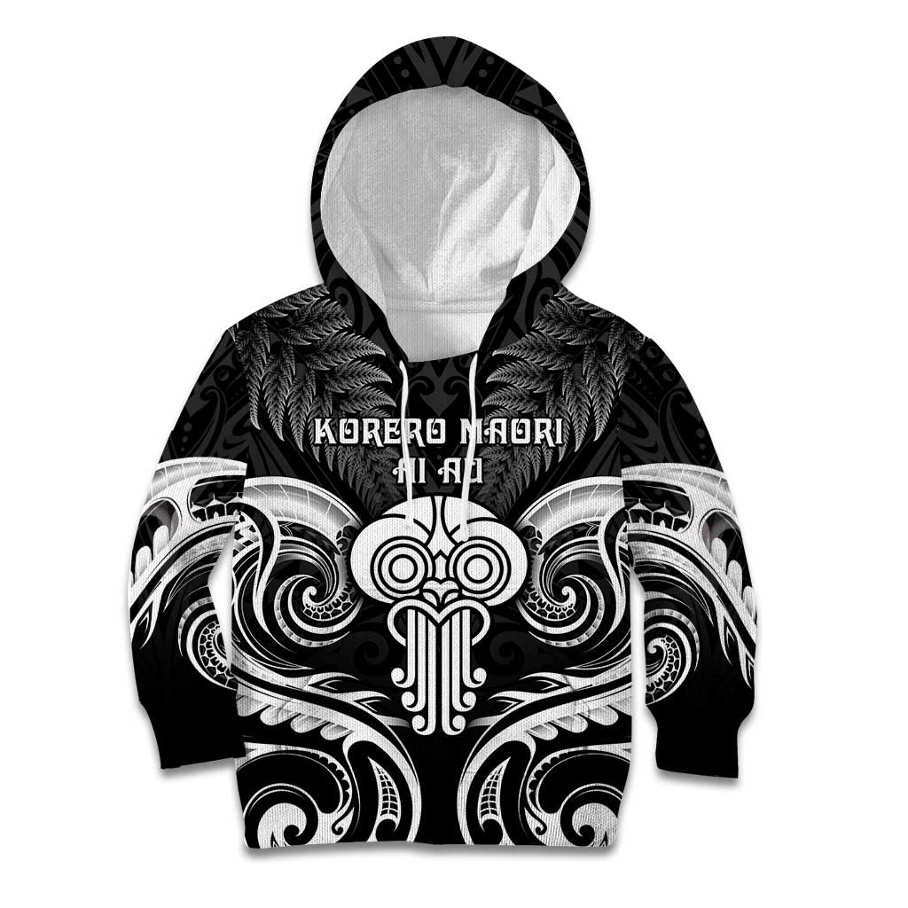New Zealand Te Reo Maori Kid Hoodie Korero Maori Ai Au LT05 Hoodie Black - Polynesian Pride