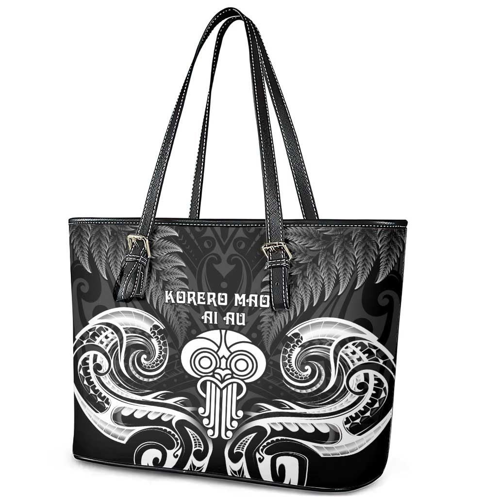 New Zealand Te Reo Maori Leather Tote Bag Korero Maori Ai Au LT05 - Polynesian Pride