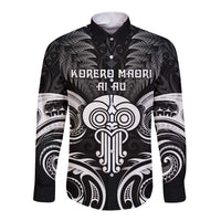 New Zealand Te Reo Maori Long Sleeve Button Shirt Korero Maori Ai Au LT05 Unisex Black - Polynesian Pride
