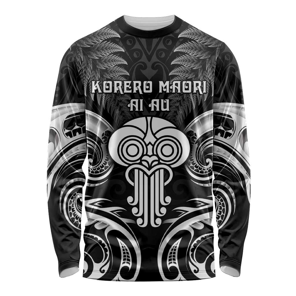 New Zealand Te Reo Maori Long Sleeve Shirt Korero Maori Ai Au LT05 Unisex Black - Polynesian Pride