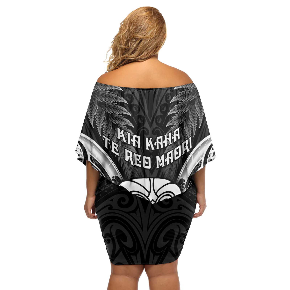 New Zealand Te Reo Maori Off Shoulder Short Dress Korero Maori Ai Au LT05 - Polynesian Pride