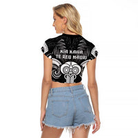 New Zealand Te Reo Maori Raglan Cropped T Shirt Korero Maori Ai Au LT05 - Polynesian Pride
