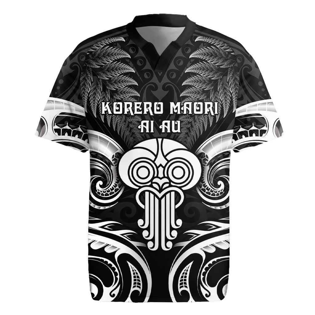 New Zealand Te Reo Maori Rugby Jersey Korero Maori Ai Au LT05 Black - Polynesian Pride